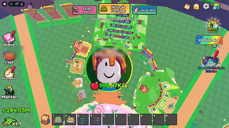 O bot andando do balcão até a banca e vendendo a comida no Build An Ant Empire